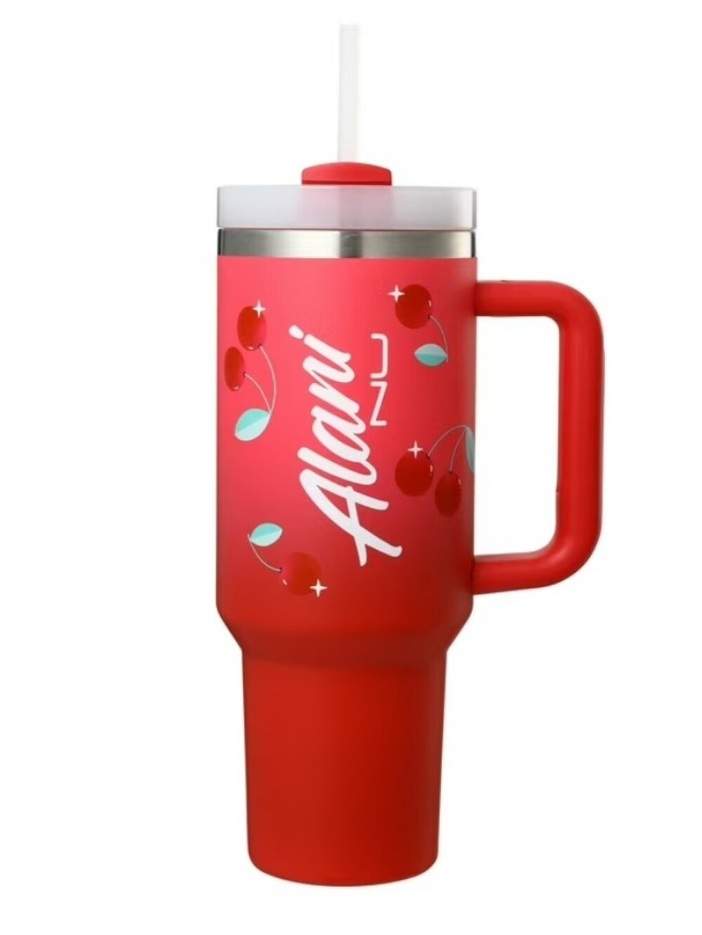 Alani Nu Travel 40 Oz Tumbler in the "Cherry Slush" Design